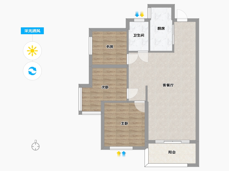 湖南省-长沙市-中建嘉和城凤凰台4号楼,5号楼建面100m²-72.54-户型库-采光通风