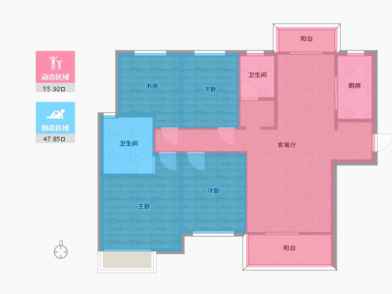 湖南省-长沙市-中建嘉和城凤凰台4号楼,5号楼建面131m²-94.13-户型库-动静分区