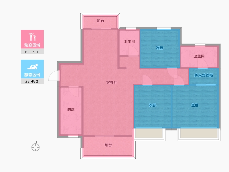 湖南省-长沙市-中建璟和城4号楼,5号楼建面120m²-87.61-户型库-动静分区