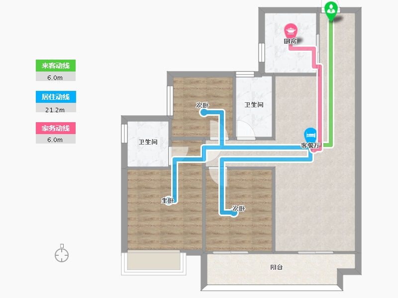 湖南省-长沙市-金科集美天辰1栋建面110m²-83.70-户型库-动静线