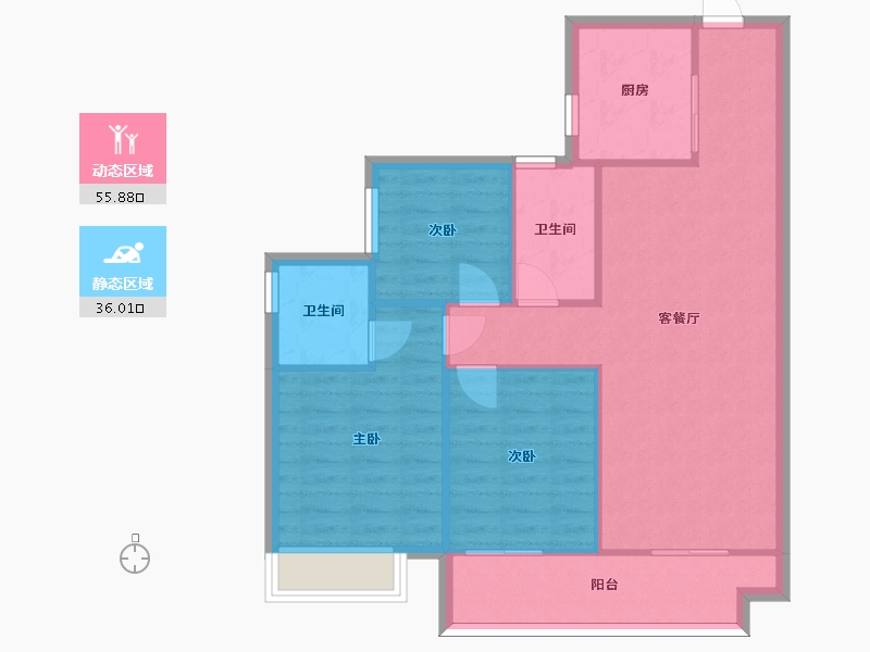 湖南省-长沙市-金科集美天辰1栋建面110m²-83.70-户型库-动静分区