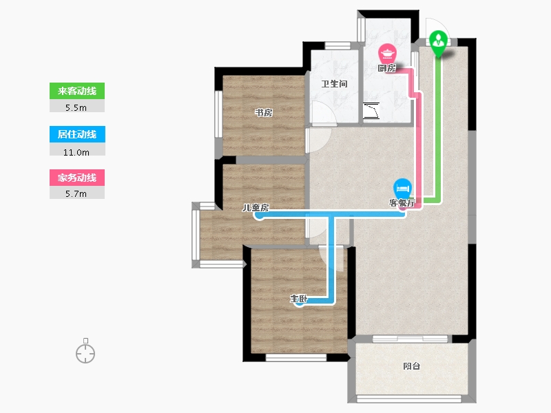 湖南省-长沙市-中建璟和城4号楼,5号楼建面101m²-73.48-户型库-动静线