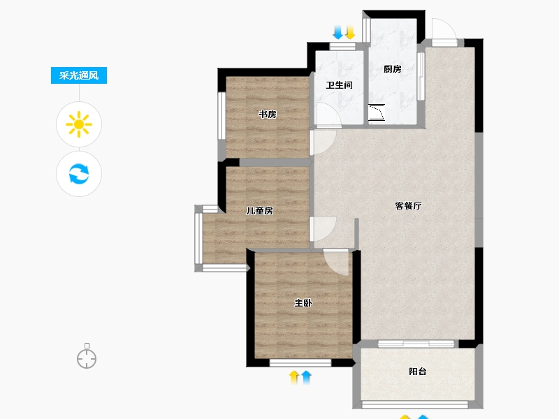 湖南省-长沙市-中建璟和城4号楼,5号楼建面101m²-73.48-户型库-采光通风