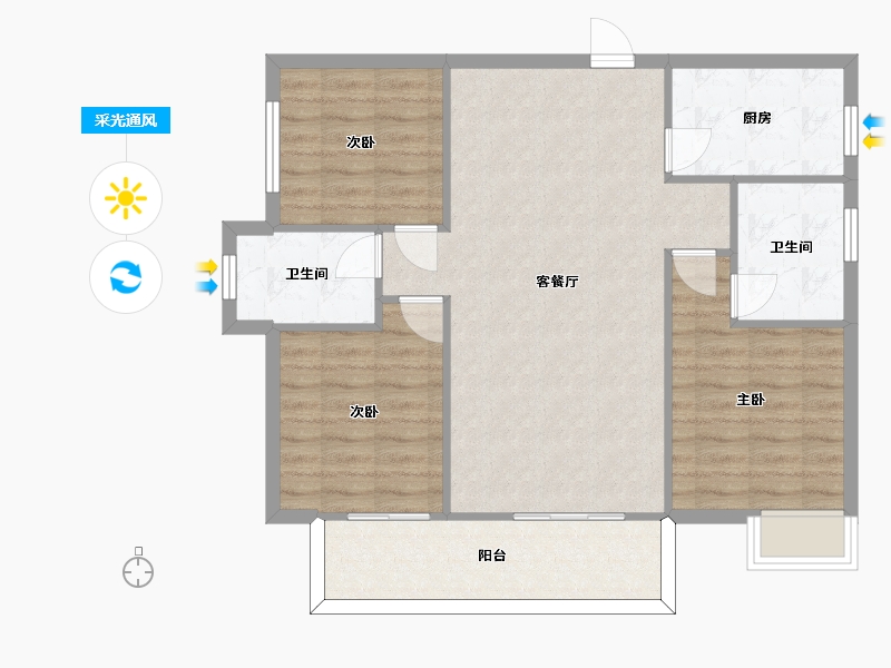 湖南省-长沙市-中建璟和城16号楼,20号楼,19号楼建面115m²-89.08-户型库-采光通风