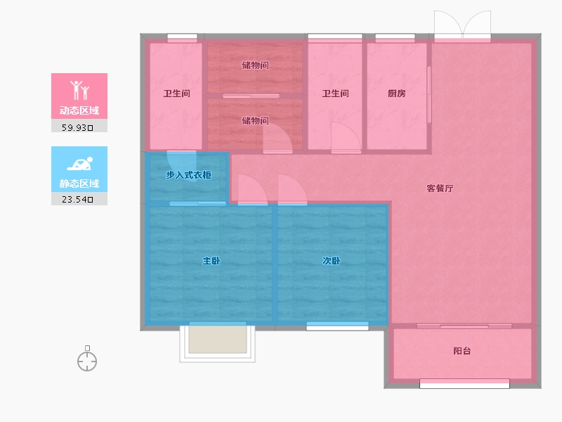 湖南省-长沙市-中天星耀城6号楼,9号楼,8号楼,10号楼,3号楼,4号楼,7号楼建面99-75.97-户型库-动静分区