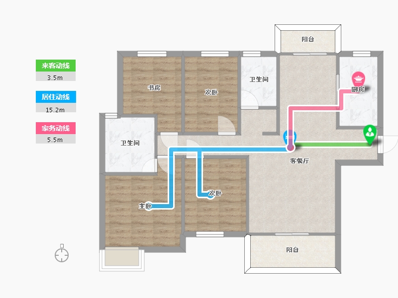 湖南省-长沙市-中建璟和城4号楼,5号楼建面131m²-92.98-户型库-动静线