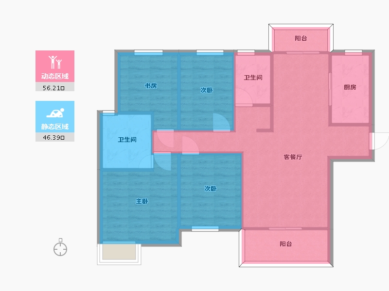 湖南省-长沙市-中建璟和城4号楼,5号楼建面131m²-92.98-户型库-动静分区