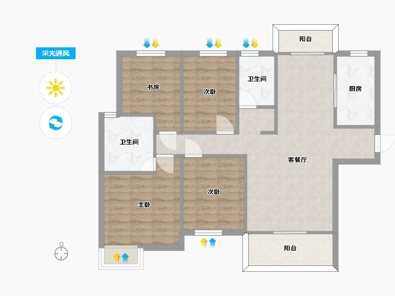 湖南省-长沙市-中建璟和城4号楼,5号楼建面131m²-92.98-户型库-采光通风