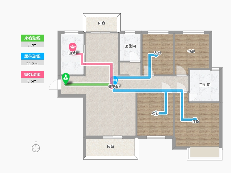 湖南省-长沙市-中建璟和城16号楼,20号楼,19号楼建面125m²-94.75-户型库-动静线