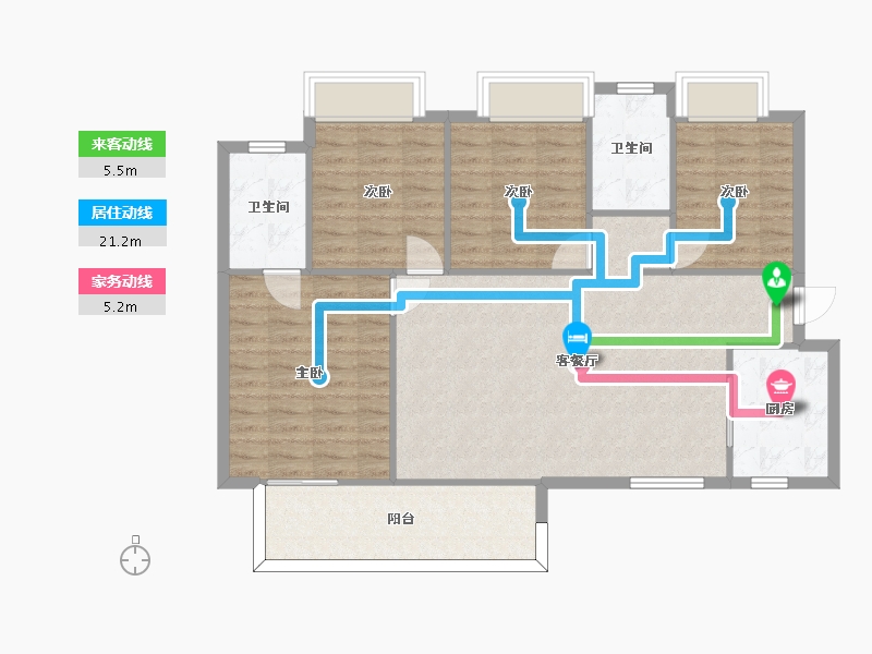 湖南省-长沙市-金科集美天辰1栋建面131m²-100.17-户型库-动静线