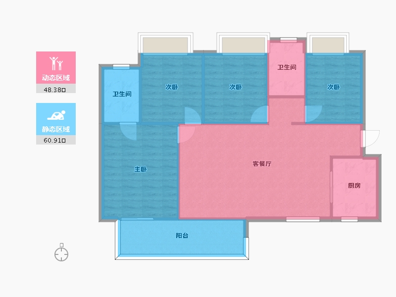 湖南省-长沙市-金科集美天辰1栋建面131m²-100.17-户型库-动静分区