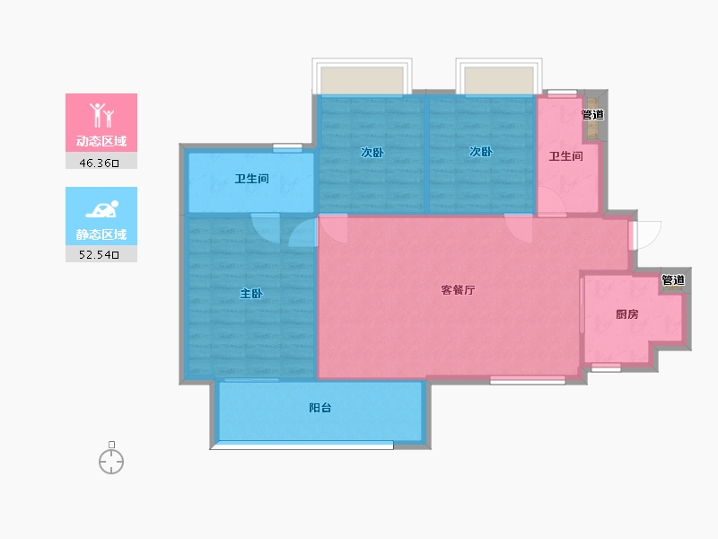 湖南省-长沙市-金科集美天辰17栋,2栋,15栋,16栋建面120m²-91.28-户型库-动静分区