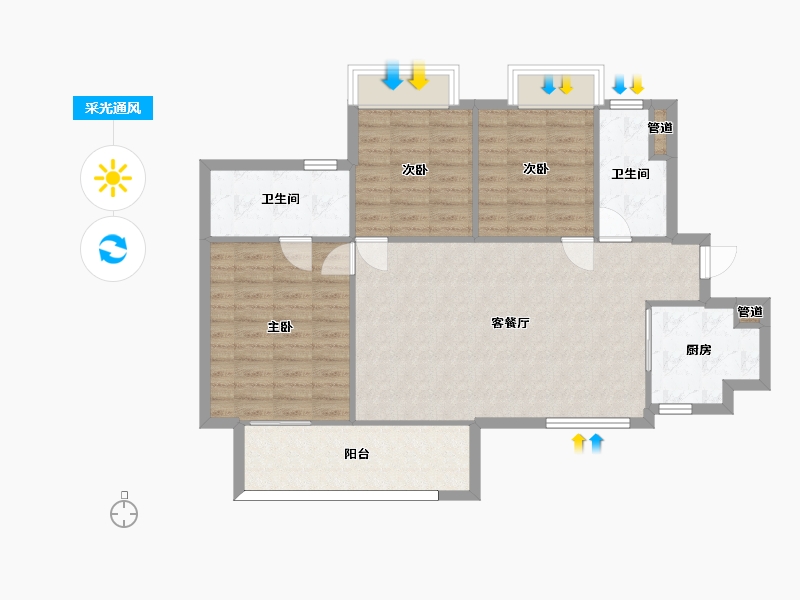 湖南省-长沙市-金科集美天辰17栋,2栋,15栋,16栋建面120m²-91.28-户型库-采光通风