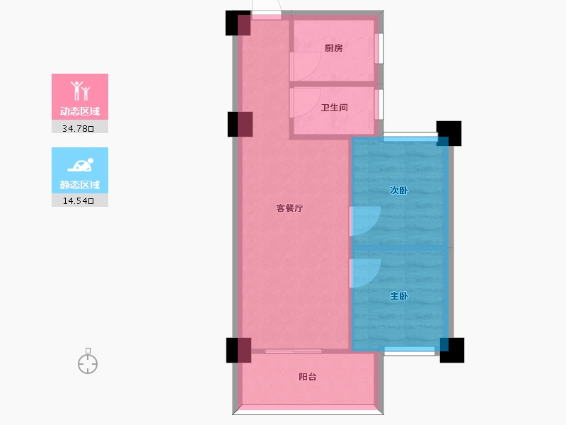 湖南省-长沙市-金轮星光名座A户型建面61m²-43.61-户型库-动静分区