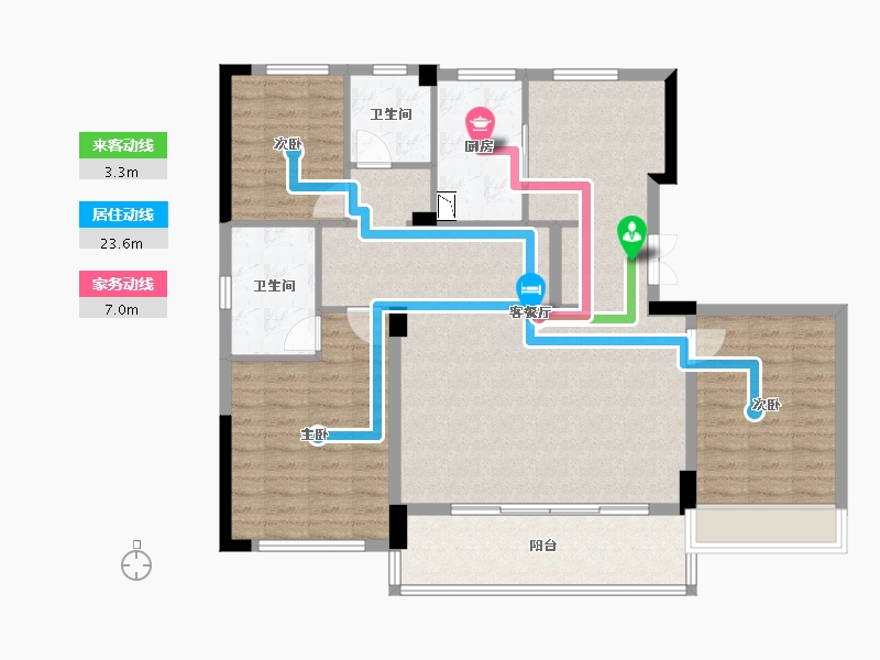 浙江省-台州市-天辰誉府-111.77-户型库-动静线