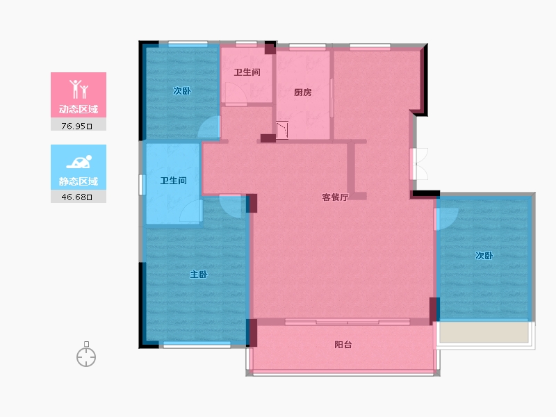 浙江省-台州市-天辰誉府-111.77-户型库-动静分区