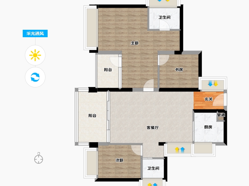 广东省-深圳市-鸿荣源・壹成中心璞誉府-93.21-户型库-采光通风