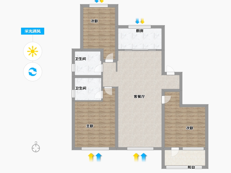 山东省-烟台市-世纪华府-99.99-户型库-采光通风