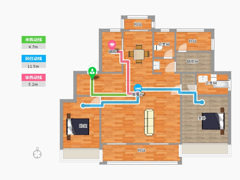 江苏省-苏州市-姑苏樾3号楼阅享时户型129㎡-102.99-户型库-动静线