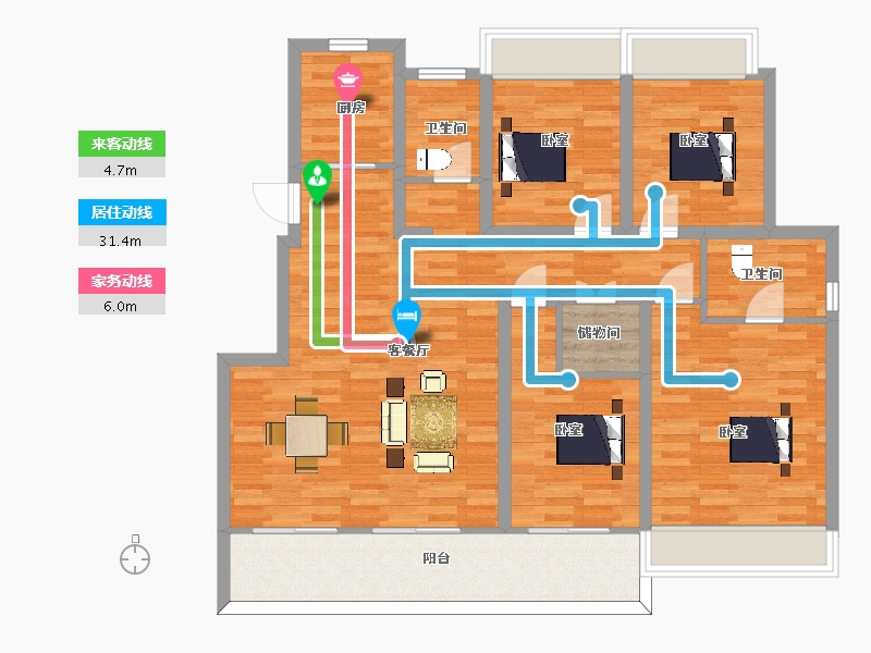 江苏省-苏州市-姑苏樾1号楼,2期1幢140m²-112.00-户型库-动静线