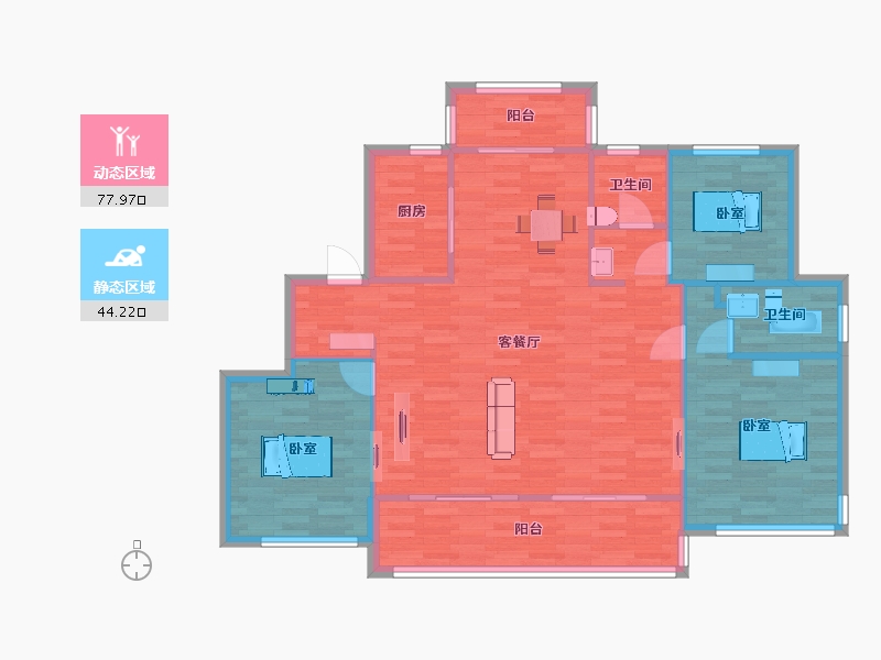 江苏省-苏州市-姑苏樾樾无界户型140㎡-112.61-户型库-动静分区