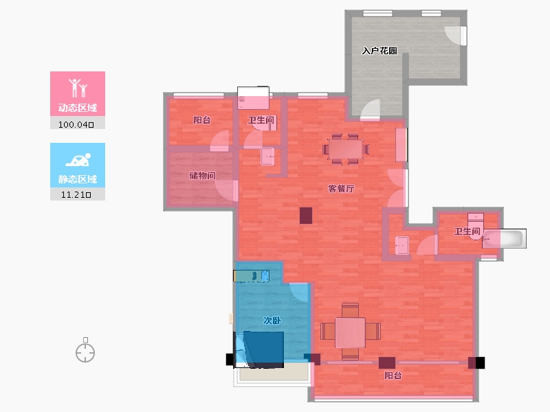 江苏省-苏州市-海胥澜庭偶数层143m²-114.06-户型库-动静分区