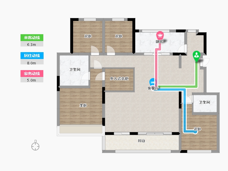 江苏省-苏州市-金科仁恒浅棠平江7,11栋C180m²-143.79-户型库-动静线