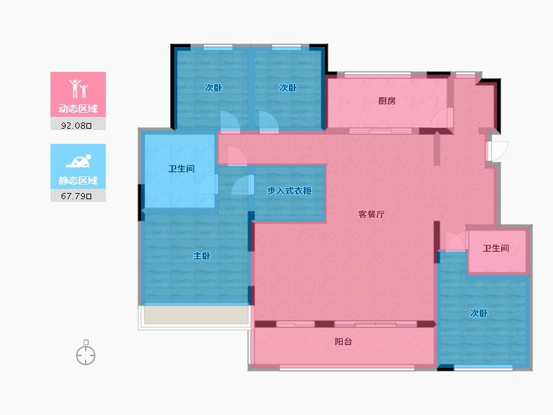 江苏省-苏州市-金科仁恒浅棠平江7,11栋C180m²-143.79-户型库-动静分区