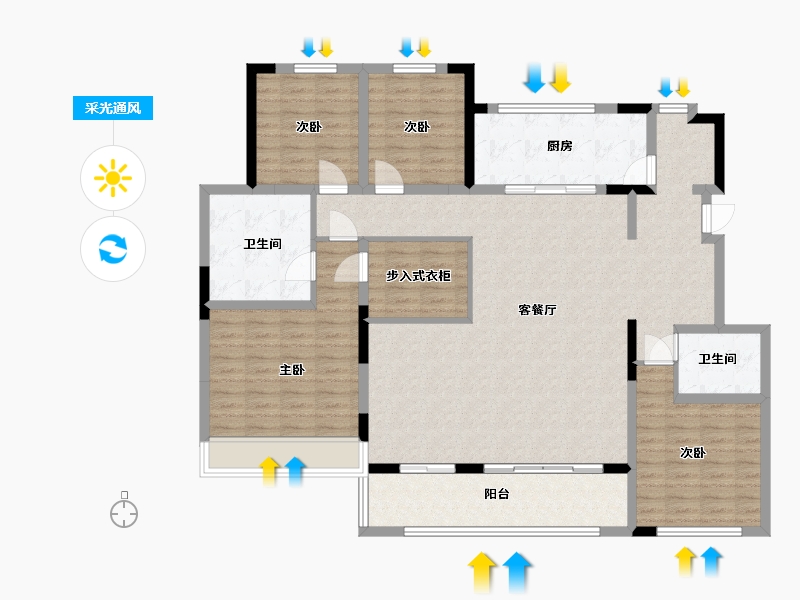 江苏省-苏州市-金科仁恒浅棠平江7,11栋C180m²-143.79-户型库-采光通风