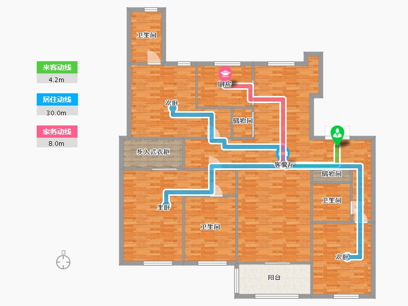 山东省-青岛市-海怡半山C座B户型212m²-170.62-户型库-动静线