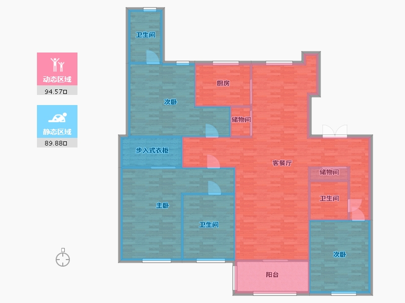 山东省-青岛市-海怡半山C座B户型212m²-170.62-户型库-动静分区