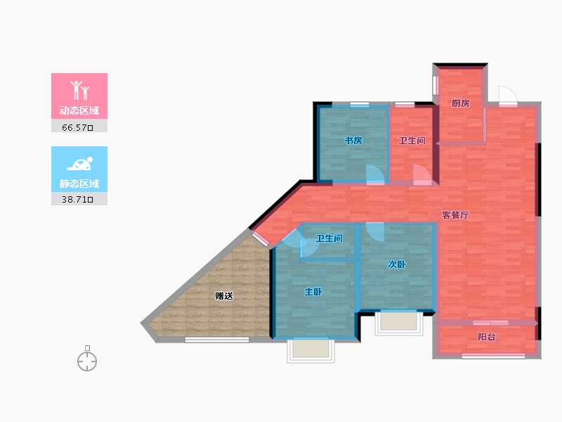 山东省-青岛市-新都朗悦3号楼E户型117m²-107.73-户型库-动静分区