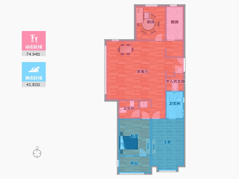 山东省-青岛市-新都朗悦2号楼,1号楼,3号楼A-133㎡户型-106.45-户型库-动静分区