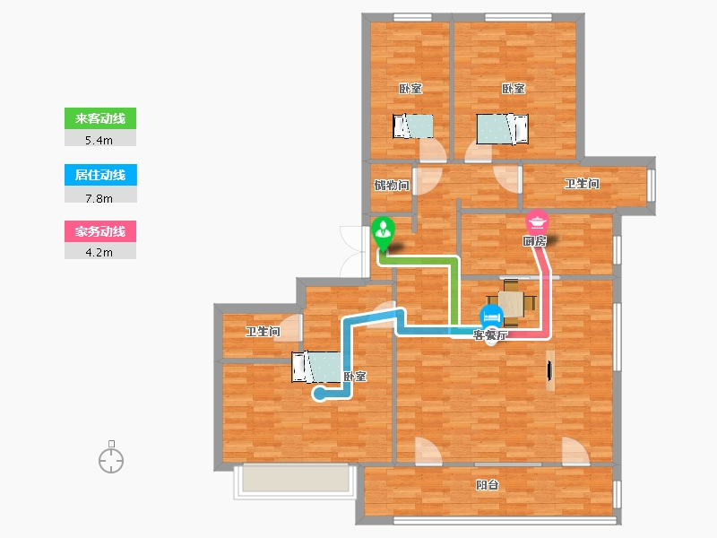 山东省-青岛市-保利天汇3.3期6,13,14,15,17B户型142m²-113.59-户型库-动静线