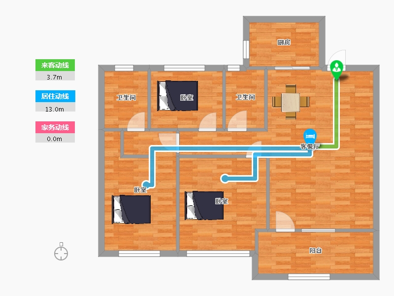 山东省-青岛市-保利天汇13,14,15号,17,19号楼A1户型111m²-89.13-户型库-动静线