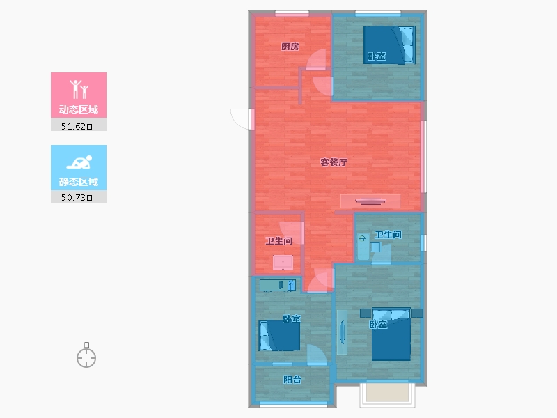 山东省-青岛市-金沙中粮祥云云舒户型高层1，2，3号楼117m²-93.60-户型库-动静分区