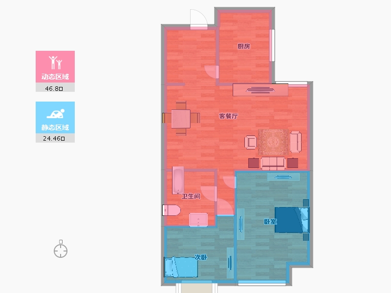 山东省-青岛市-大都汇盛元B9-2户型81m²-64.80-户型库-动静分区