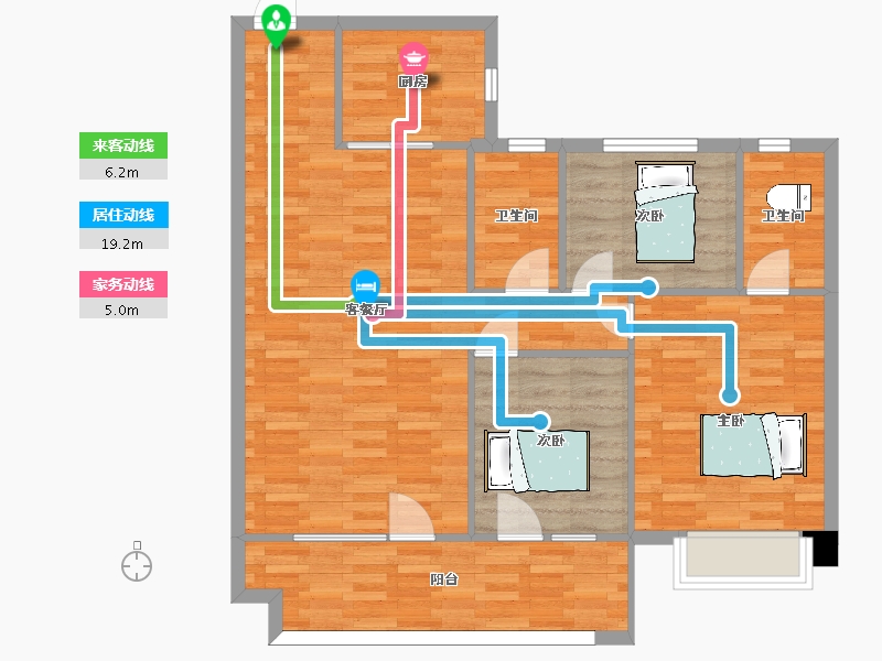 山东省-青岛市-碧桂园云境云境户型2号楼,1号楼119m²-95.20-户型库-动静线