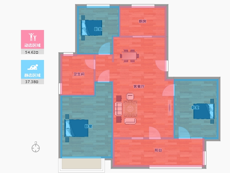 山东省-青岛市-越秀天悦海湾5号楼105㎡-84.00-户型库-动静分区