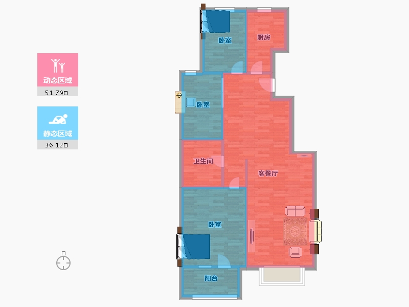 山东省-青岛市-广润熙悦C1100m²-80.00-户型库-动静分区