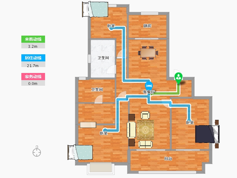 山东省-青岛市-海尔鼎世华府B区147㎡-117.80-户型库-动静线