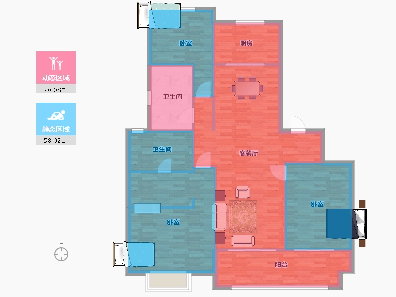 山东省-青岛市-海尔鼎世华府B区147㎡-117.80-户型库-动静分区