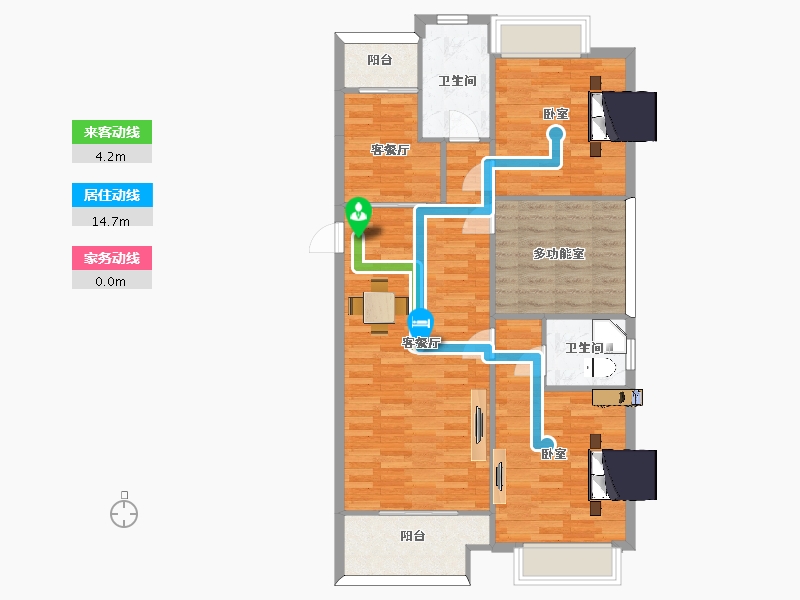 江苏省-苏州市-水韵花都三期幸福里冬境E户型115m²-92.00-户型库-动静线