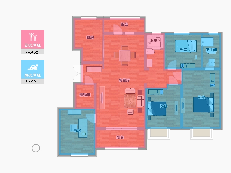 山东省-青岛市-远洋万和公馆149m²-119.62-户型库-动静分区