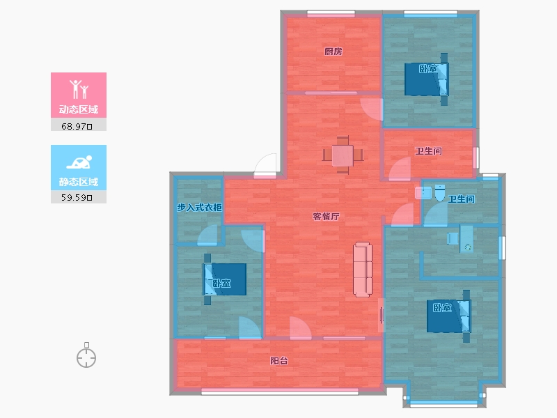 山东省-青岛市-海尔产城创云玺7，8号楼148㎡-118.01-户型库-动静分区