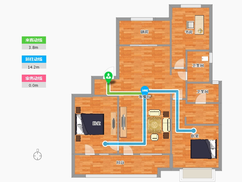 山东省-青岛市-海尔产城创云玺3号楼142m²-113.60-户型库-动静线