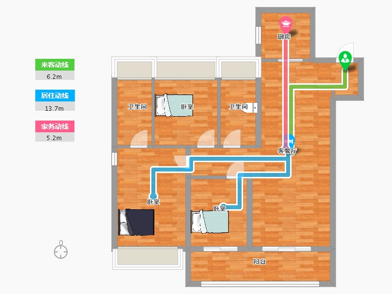 江苏省-苏州市-美的云筑9,11栋115m²-92.00-户型库-动静线