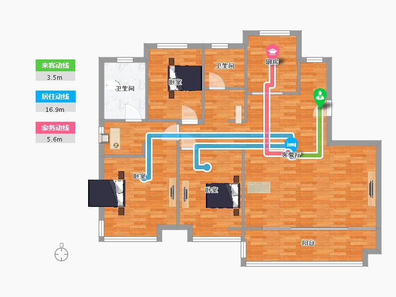 山东省-青岛市-海信积米湾8,17号楼140m²-112.39-户型库-动静线