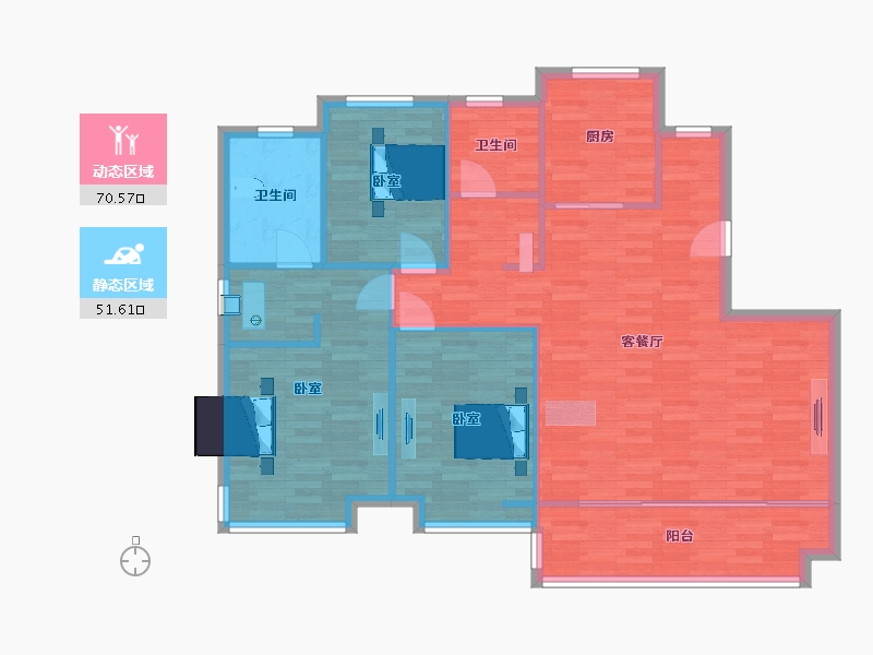 山东省-青岛市-海信积米湾8,17号楼140m²-112.39-户型库-动静分区