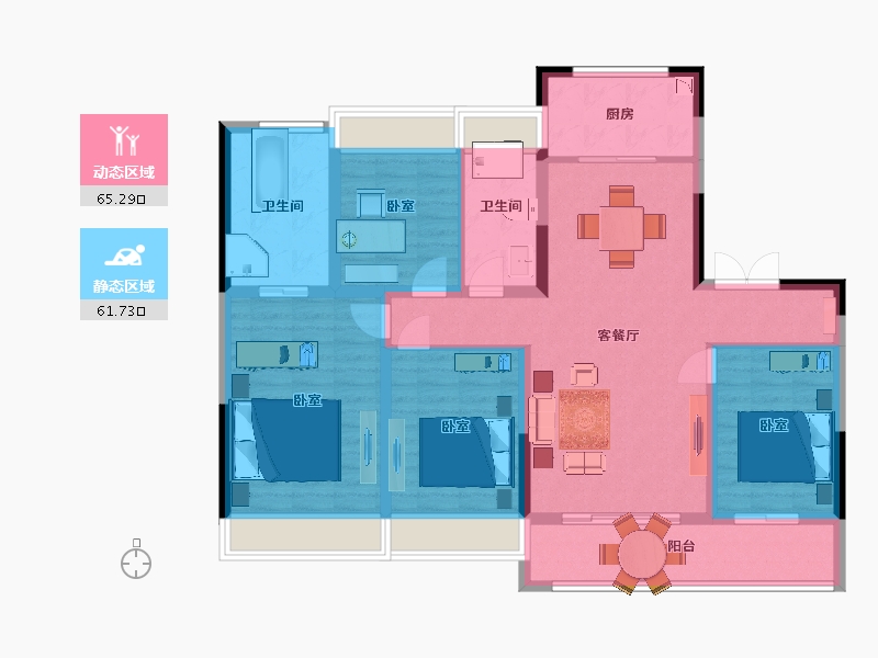 江苏省-苏州市-紫珺兰园2,3栋C户型143m²-113.99-户型库-动静分区